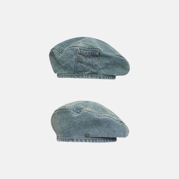 Retro Denim Basker Hatt Höstskugga Målarmössa BLÅ blå