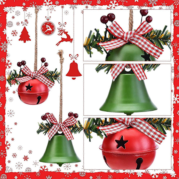 6 st Julbjällror Ornament Jul Jingle Bells Hantverksbjällror Stjärnformade Juljubileumsbjällror med järnek