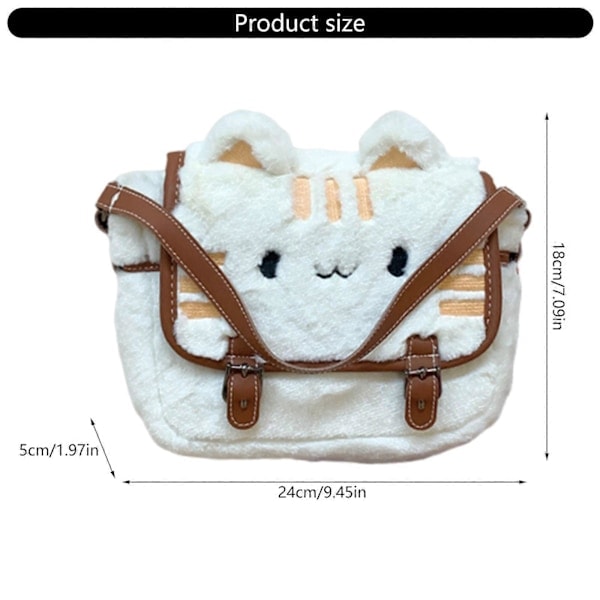 Trendig Crossbody-väska för Kvinnor Tecknad Väska Härlig Messenger-väska Plysch Handväska Katter Axelväska Shopping Dejtingväska Vit GS Khaki