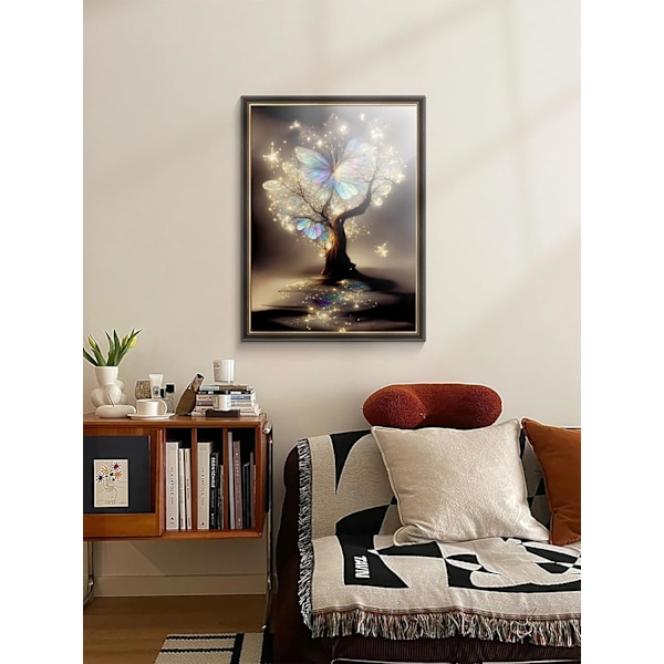 Timanttimaalaussarja aikuisille, Glitter Tree 5D timanttimaalaussetti, 30x35cm (Musta)