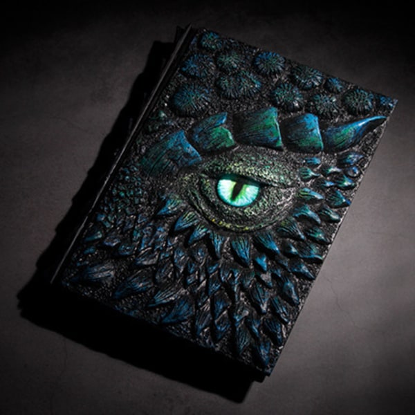 A5 creative handmade notebook with magical resin cover, 3D dragon relief, luxury animated dragon book Ice Dragon