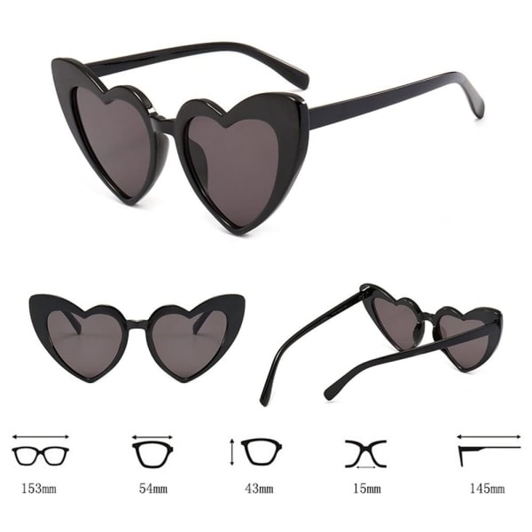 Hjerteformede solbriller for kvinner, retro cat eye mote solbeskyttelse UV retro briller