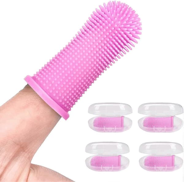 Hund Fingertandborste Tandrengöring Kit Set, 4-pack