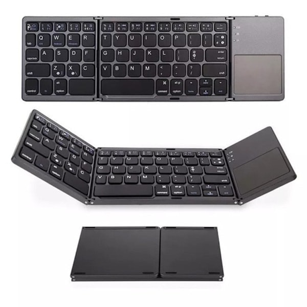 Foldbart Bluetooth-tastatur, lommeformat bærbart mini BT trådløst tastatur med touchpad til Android, Windows, PC, tablet