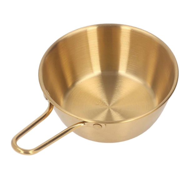 Rustfritt stål, enkel design, anti-skåldingsbolle med håndtak for camping og fotturer, gull