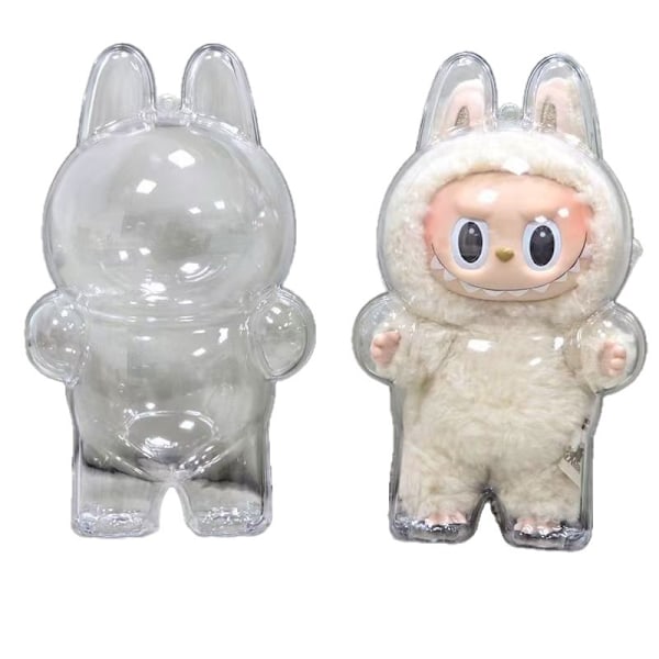 Korkealaatuinen POP MART LABUBU 1.0 Monster pehmonukke Istu ja Istu Piiras Läpinäkyvä Suojakotelo Pölykotelo