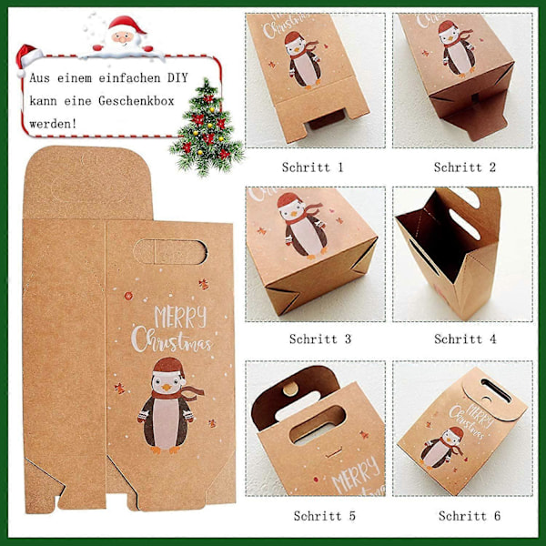 Xmas Goodies Godteposer, Medium og Små Gaver, Livlige Farger og Unike Design, Miljøvennlig og Holdbar Kraftkartong For Resirkulerbar Gjenbruk