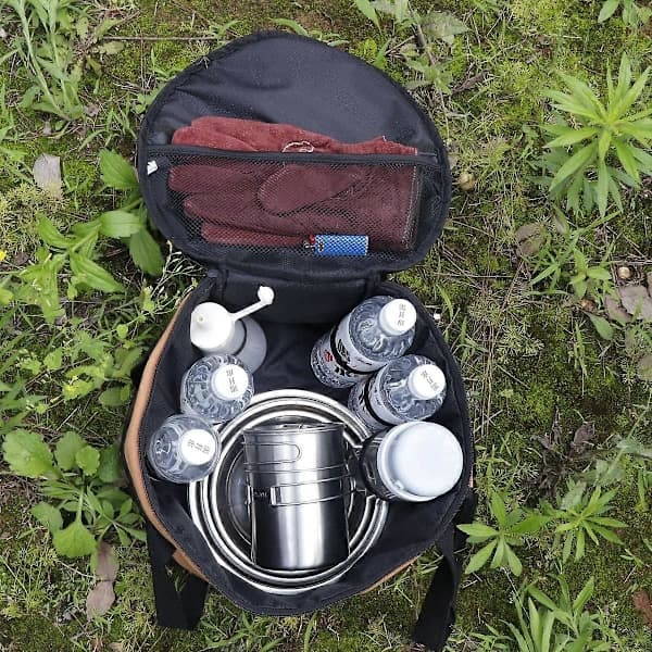Opbevaringstaske til campingkogegrej, ekstra stor bestikorganisator