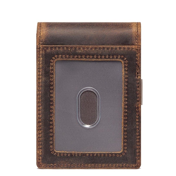 Anti-tapt ekte skinn Smart RFID Airtag lommebokholder Black