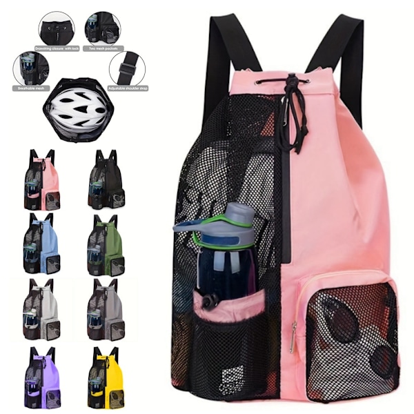 Simväska mesh dragsko ryggsäck med våtfack strandryggsäck gym hot ryggsäck grey