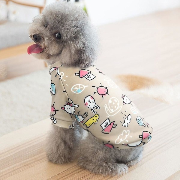 Söt print liten hund hoodie kappa Vinter varma husdjurskläder för Chihuahua Shih Tzu Sweatshirt Valp Katt Pullover Hundar Husdjur Kläder Rosa Jordgubbe XL