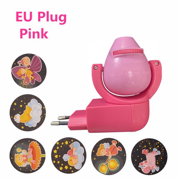 Stjerne Måne Dyreprojektor Led Projektor 6 Bilder Sensor EU-plugg Nattlys For Barn Ba Pink