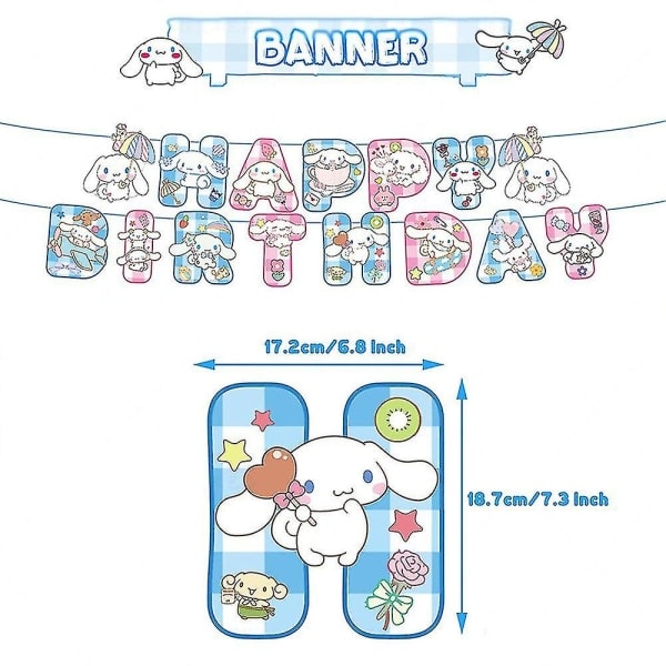Cinnamoroll hundtema, festdekorationer, inklusive banderoll, ballonger, set