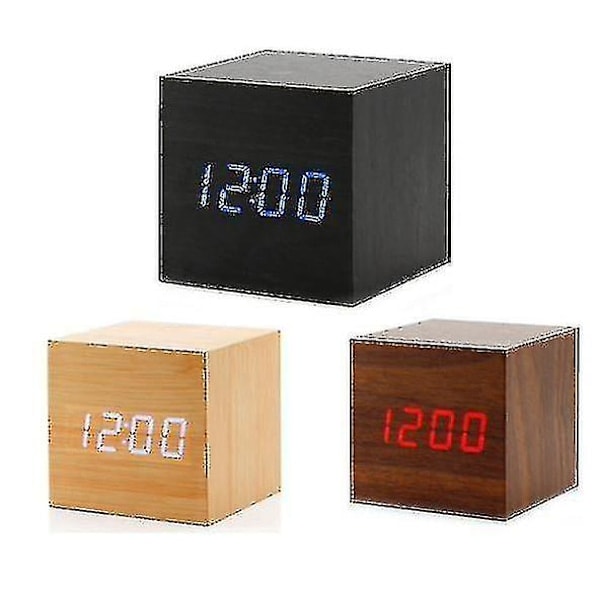Gingko Cube LED-klickklocka väckarklocka med ljudaktivering (tid, datum och temperatur) Flera färger Svart och vit