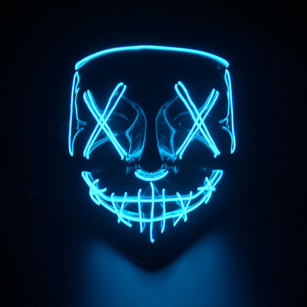 Led glød maske halloween dress up rekvisitter light blue