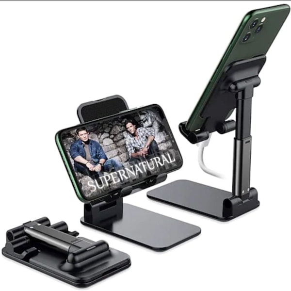 Matkapuhelinpidike Jalusta iPhone 13 12 11 Pro Max X iPad ja kaikille älypuhelimille Säädettävä metallinen pöytäteline tabletille