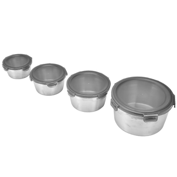4-pack Rostfria Matbehållare Lunchförvaring Crisper Box med Silikonlock Flera Storlekar