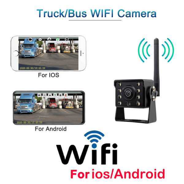 WiFi Trådlös Bil Lastbil RV Trailer Bakre Backup Kamera CCTV För iOS Android Black 2pcs