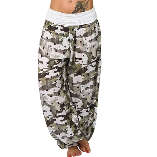 Dammode Camouflage Print Byxor Wide Leg grey 5XL