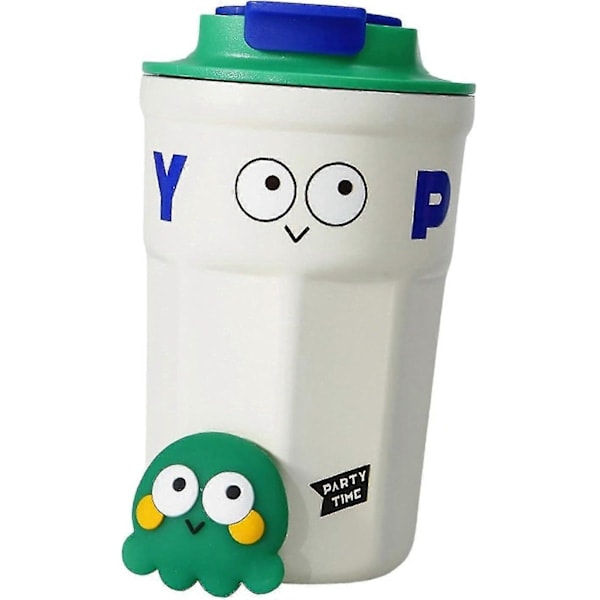 Isolerad Kaffe Resemugg Tumbler Kallvattenkopp Kaffekopp Dubbelväggig Dricktermosmugg För Vinterutflykter Bilresa Gym, Vit
