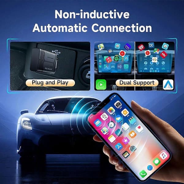 Langaton Android-autoadapteri Carplay langaton 2 in 1 -älyadapteri