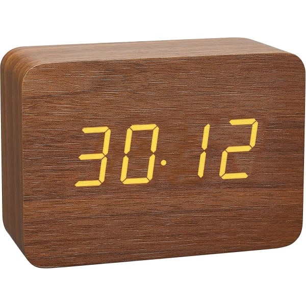 Tfa Dostmann Design Radioväckarklocka i träimitation Clocco, 60.2549.08, Plast, Brun/orange[C]