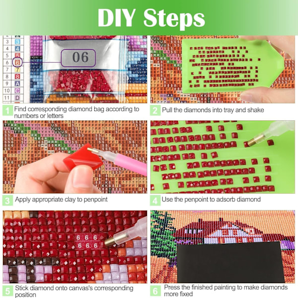 5D diamantmålning full fyrkantig diamantkit, diamantmålningskit för vuxna med fyrkantiga diamanter, komplett diamantmålningskit 5D diamantkonstkit diamantmålning