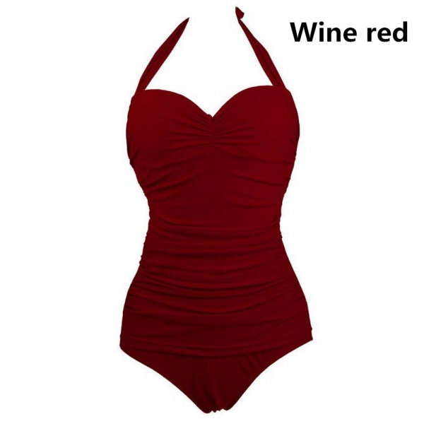 Tummy Control -pehmustettu uimapuku naisille wine red 2XL