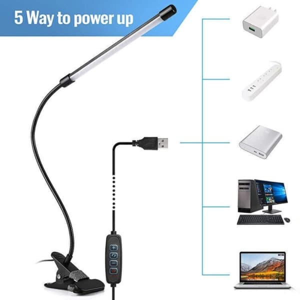 Skrivebordslampe USB Clip Lamp HVIT hvit
