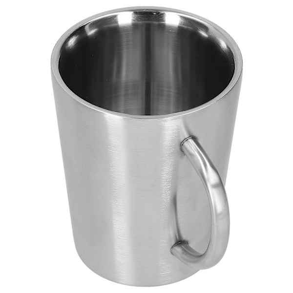 300 ml ølkrus i rustfrit stål, kaffevandkop med håndtag, dobbeltvægget drikkeglas