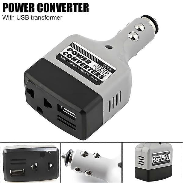 Bilomformer Universal Strømtransformator USB-grensesnitt 12V/24V til 220V