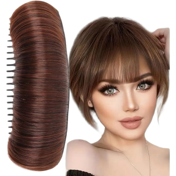 Hårkudde Hårstyling Tillbehör, Guld Fluffig Osynlig Hårkudde för Kvinnor, Naturlig Hårknutsklämma för Flickor (Mörkbrun)