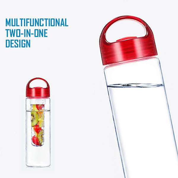 800 ml Plast Fruktinfusionsflaska Juice Infuser Infuserande Vattenflaskor Utomhussporter (Röd)