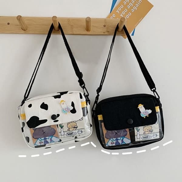 Canvas skuldertaske Søde små håndtasker HVID - stock white
