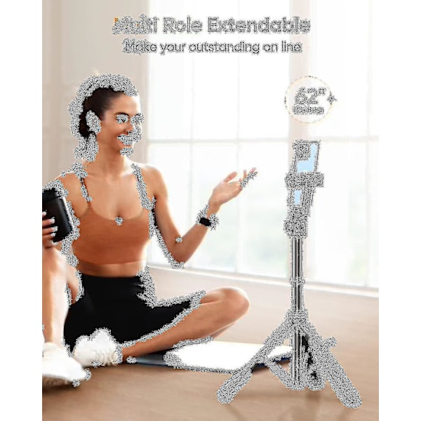 62\" Telefonstativ, Eucos Selfie Stick Stativ med Fjärrkontroll, Uppgraderat Iphone Stativ & Resestativ, Stabilaste Mobiltelefonstativ Kompatibelt med Ipho