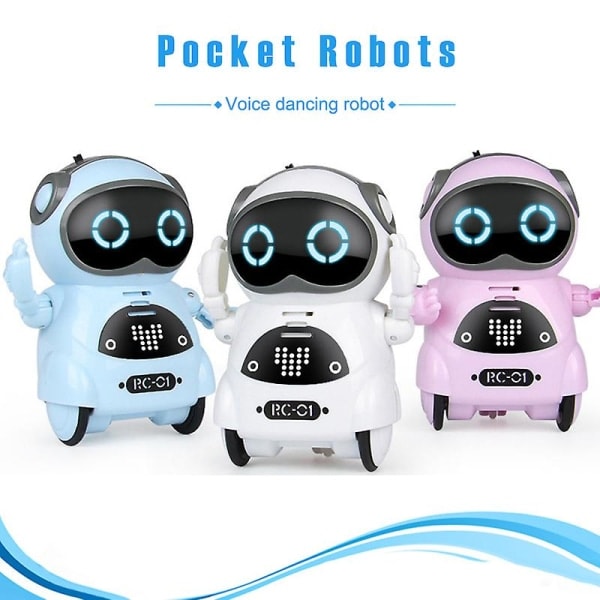 Lomme Robot Mini Robot Leker Gave Snakkende Interaktiv Dialog Stemmegjenkjenning Ta opp Sang Blå