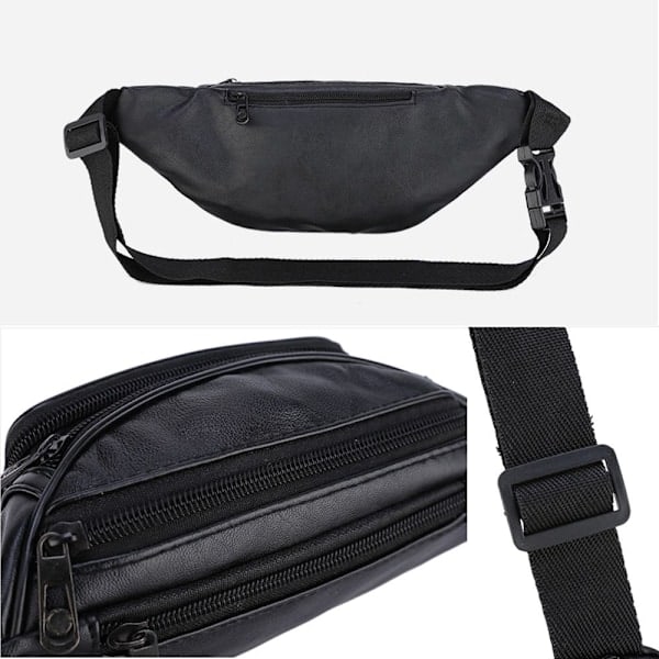Bæltetaske Fanny Pack Brysttaske i læder-FS2--AD3- sort
