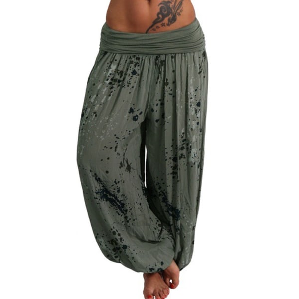 Kvinnor Boho Harem Pants Yoga Casual Baggy Hareem Byxa army green 2XL