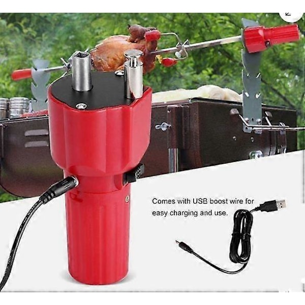 Grillmotor med USB for Mangal / Sjasjlik Spydvender, Spydfeste, Dreiespyd