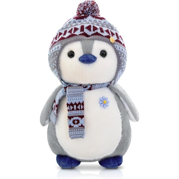 Pehmolelu, pingviini, halattava, unilelu, pehmoeläin, jolla voi leikkiä ja halailla, squishmallow, pingviini, pehmo lapsille (harmaa 20 cm)