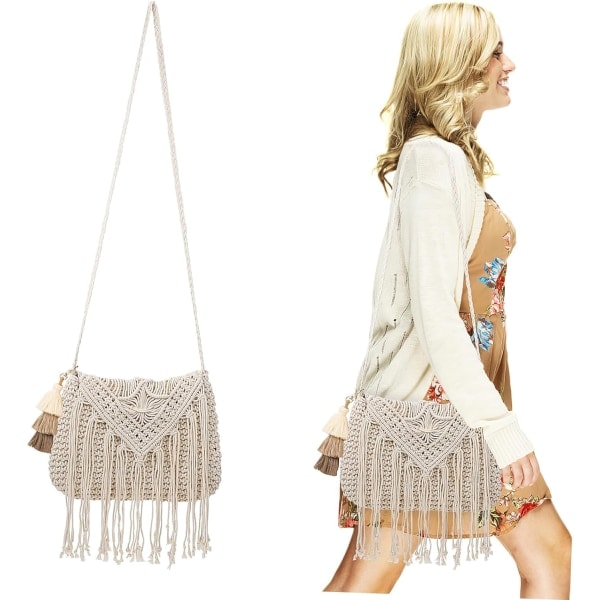 1 st Tofs Väska Tofsar Väska Tag Tofs Crossbody Väska Fransväskor för Kvinnor Frans Crossbody Plånbok Nyckelring Tofsar Strandväskor Tofs Strand...
