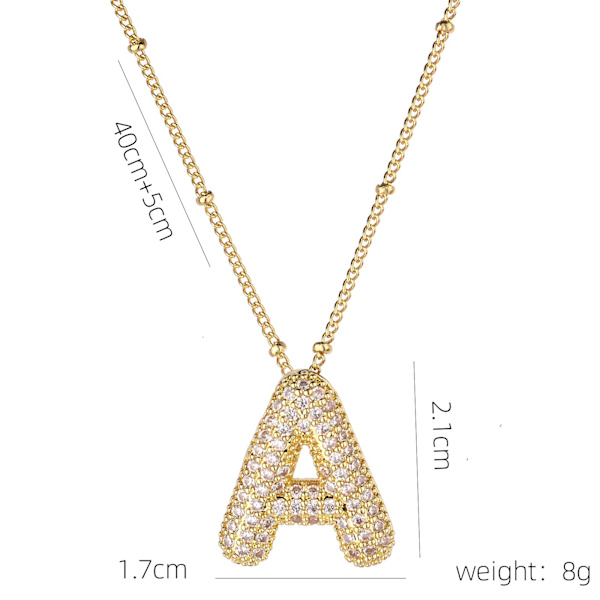 Bokstavshänge Mässing Bubble Letter Halsband Temperament Mode 26 Engelska Bokstav Halsband gold B