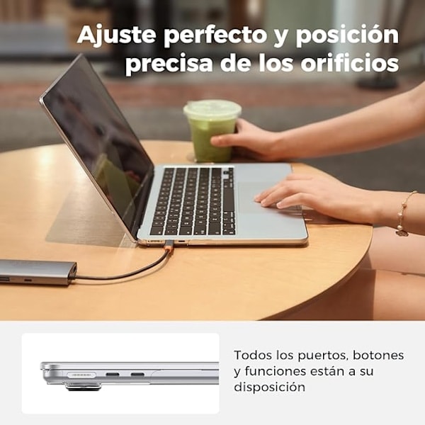 Kompatibel med MacBook Air 13,6-tommers M2 A2681 M3 A3113 2022-2024 med Touch ID, plastdeksel, transparent glass