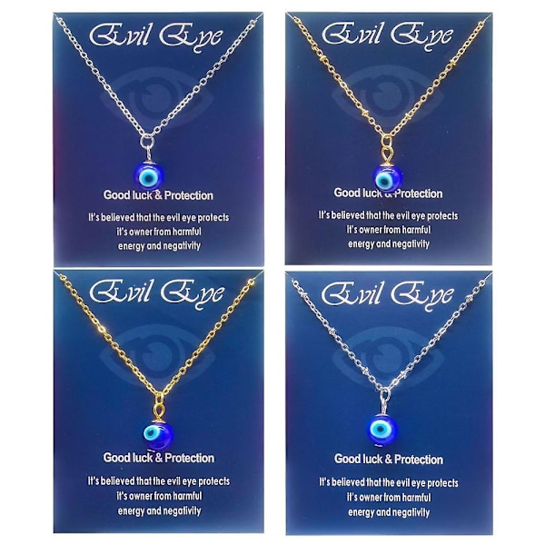 Blå Glas Øje Halskæde Ondt Øje Vedhæng Halskæde Silver Clip Beads