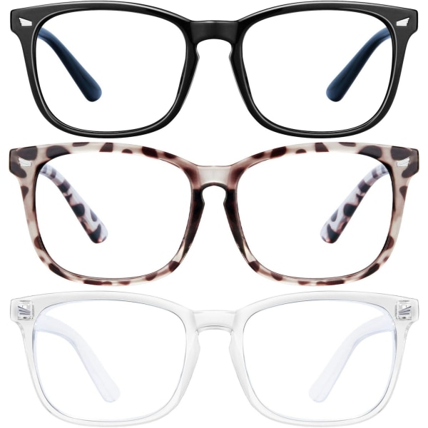 Anti-blå lys briller 3 stk lys svart innfatning hvit skilpaddeskall innfatning