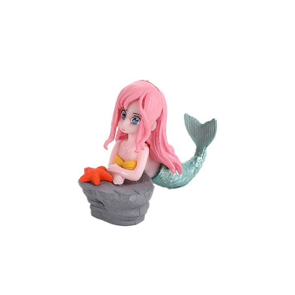 Sød havfrue mikro landskab akvarium fisk tank landskabspleje ornamenter PVC plast håndværk dekoration Mermaid pink hair