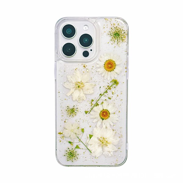 Vitt Phoenix Guldfolie Multi-Blommig Mobilskal för Apple 16promax/15 iPhone16E