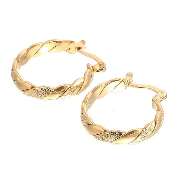 14k Guld Hoops Örhängen för Julpartyn