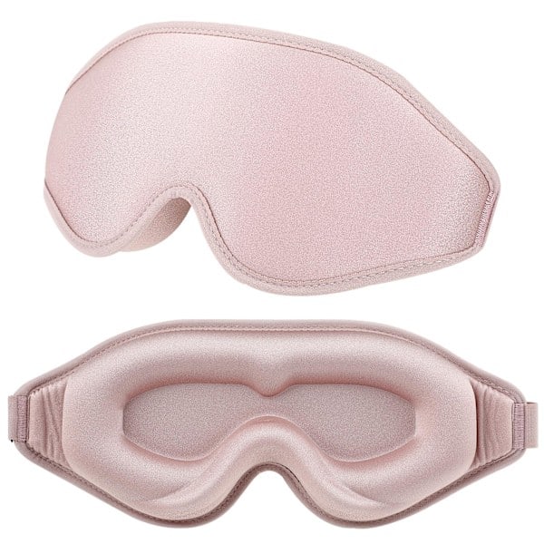 Sömnmask i siden, 3D Stereo Djup Sömn Ögonmask Bekväm Justerbar Söt Blockera Ute Ljus Ögonmasker för Män och Kvinnor Hela Natten Sömn rosa