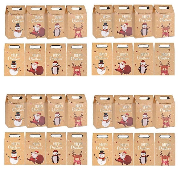 Xmas Goodies -karkkipussit, keskikokoiset ja pienet lahjat, elävät värit ja ainutlaatuiset mallit, ympäristöystävällinen ja kestävä voimapahvi kierrätettävään ja uudelleenkäytettävään